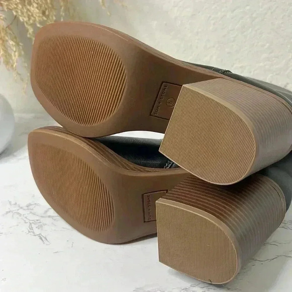 SUN STONE Black Cushioned Goring Denverr Square Toe Block Heel Zip-Up Booties 6M - Picture 13 of 16